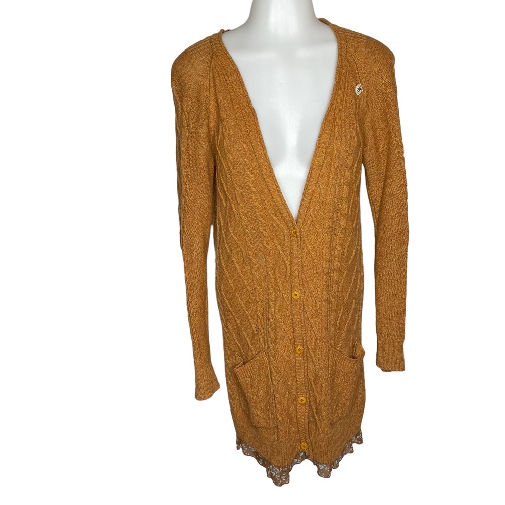 Thursday island long cardigan with floral trim S